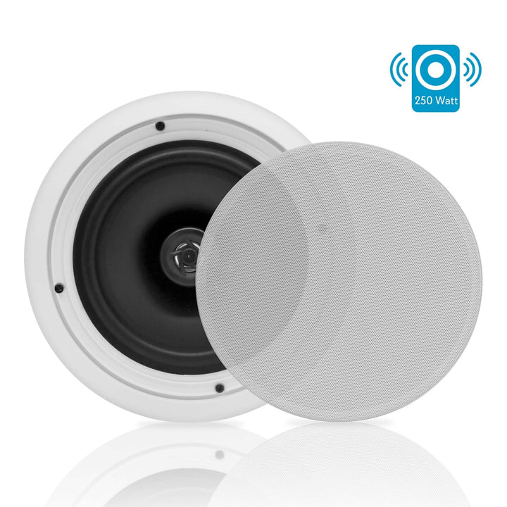 Pyle PDIC81RD 250W 8" Round Flush Mount In-Wall/Ceiling Home Speakers, 2 Pack - VMInnovations