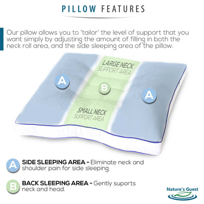 Nature's Guest Adjustable Cervical Contour Pillow, Standard Size, Medium Support