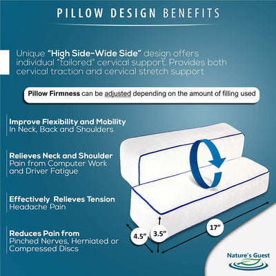 Nature's Guest Cervical Neck Pillow for Relieving Neck and Back Pain (Open Box) - VMInnovations