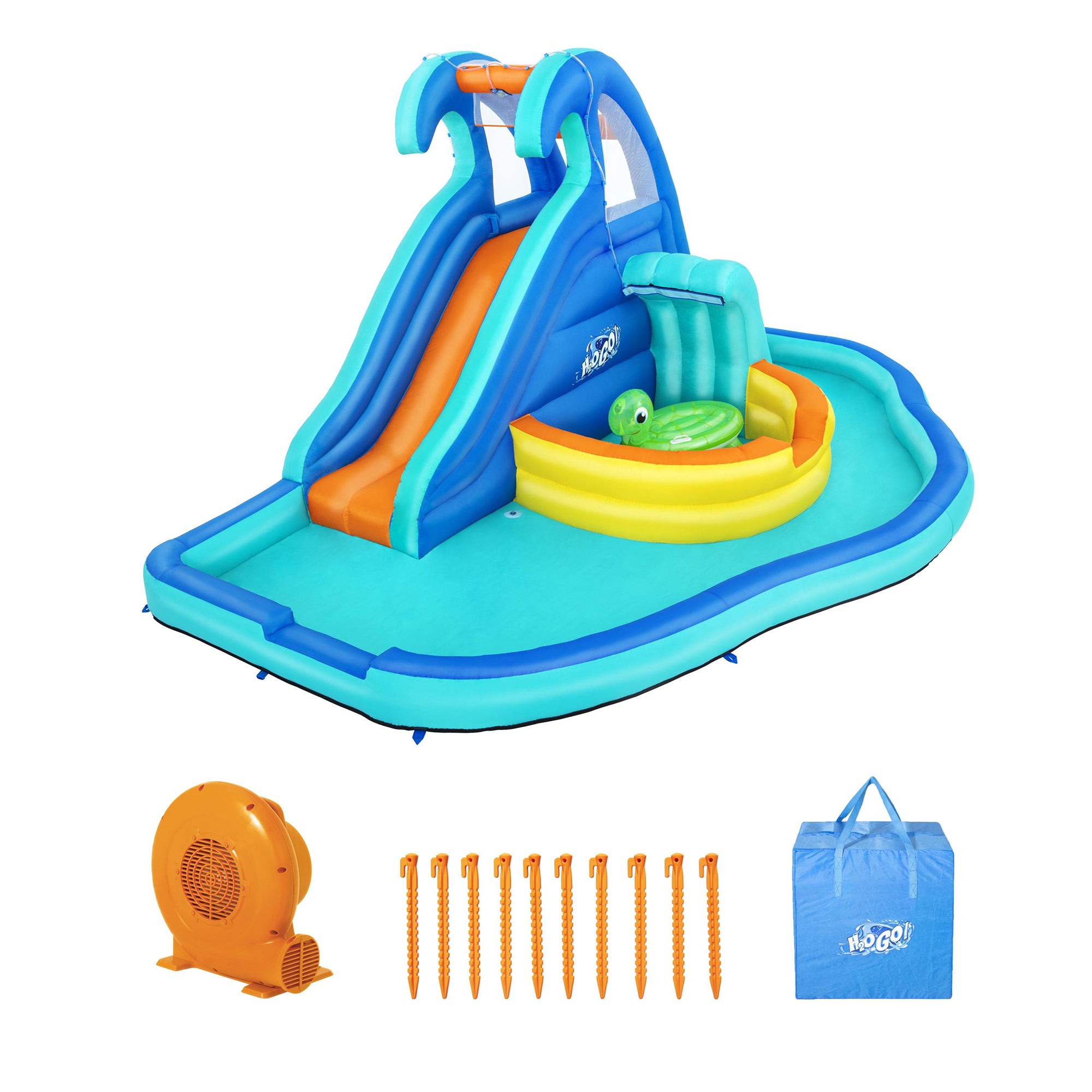 Wavetastic 16 Ft Kids Inflatable Water Park w/Turtle Float (Open Box) - VMInnovations