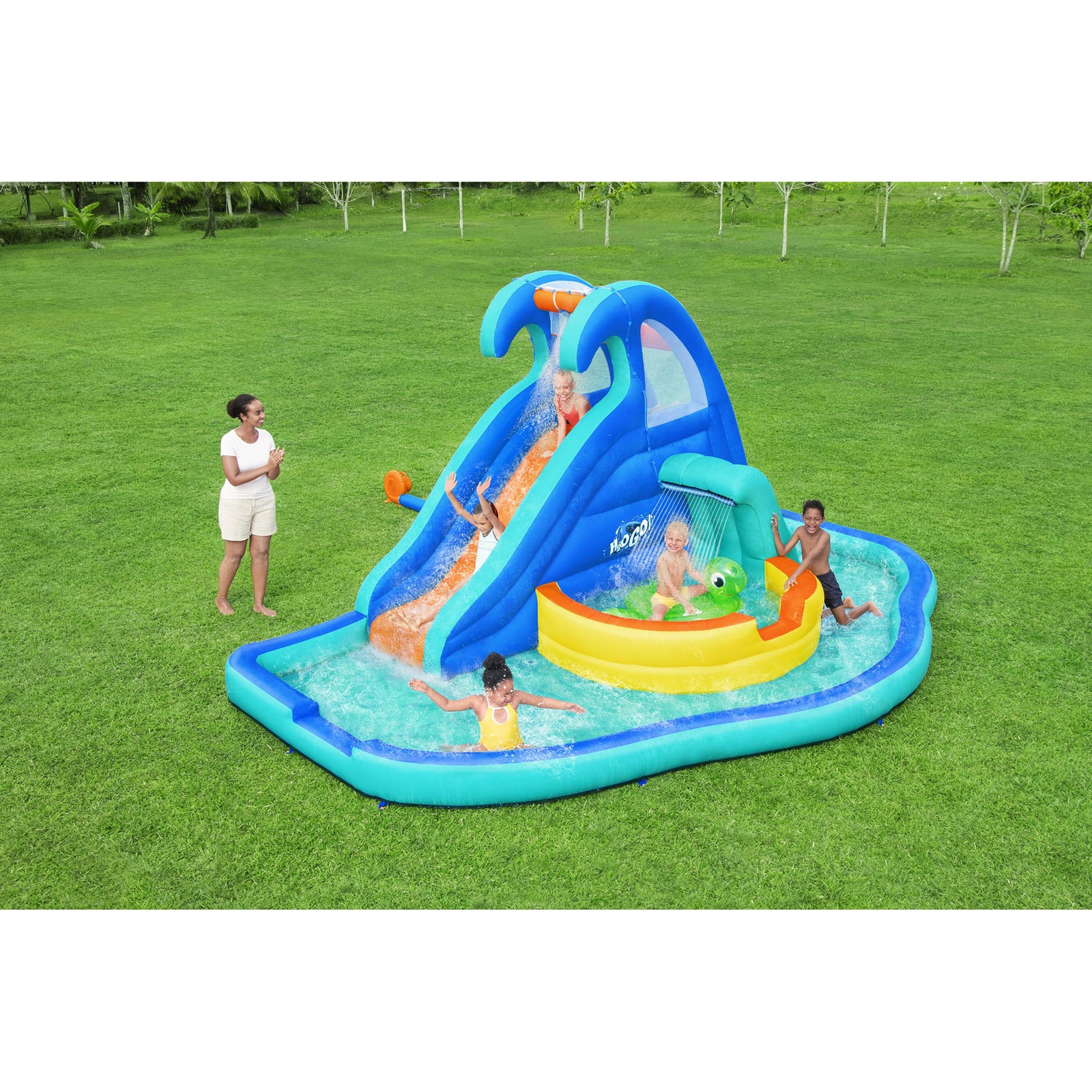 Wavetastic 16 Ft Kids Inflatable Water Park w/Turtle Float (Open Box) - VMInnovations