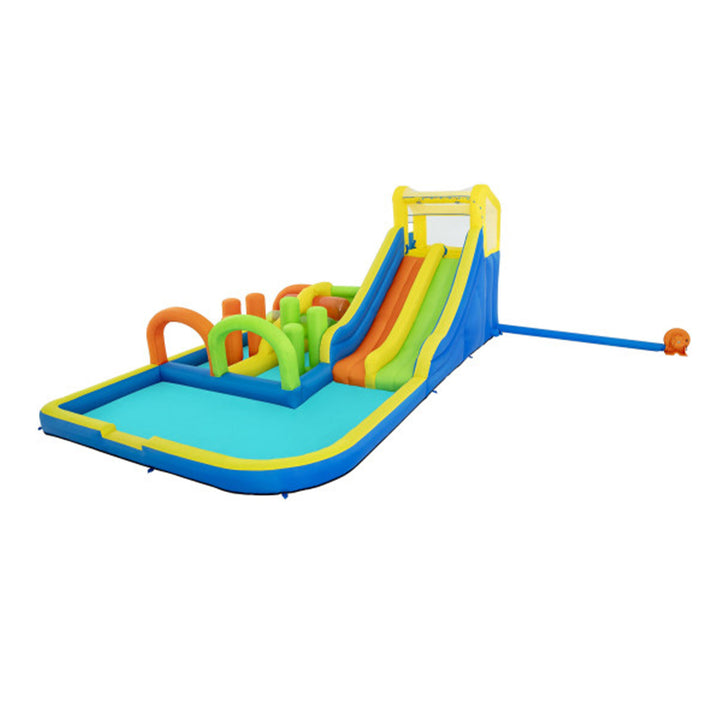 H2OGO! 19 Ft Tall AquaRace Kids Inflatable Water Park w/Dual Slides (Open Box)