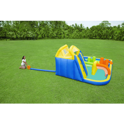 H2OGO! 19 Ft Tall AquaRace Kids Inflatable Water Park w/Dual Slides (Open Box)