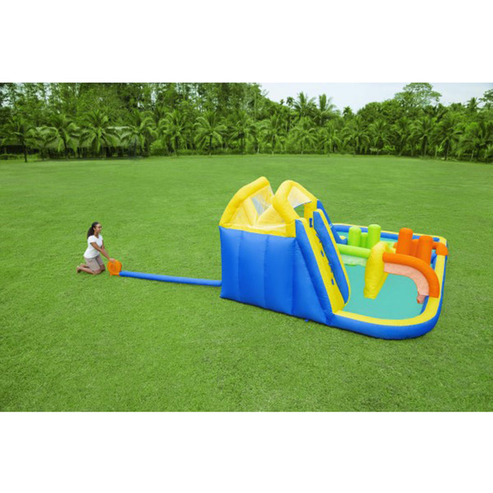 Bestway H2OGO! AquaRace Kids Inflatable Outdoor Water Slide Park with Air Blower
