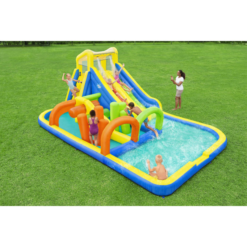 H2OGO! 19 Ft Tall AquaRace Kids Inflatable Water Park w/Dual Slides (Open Box)