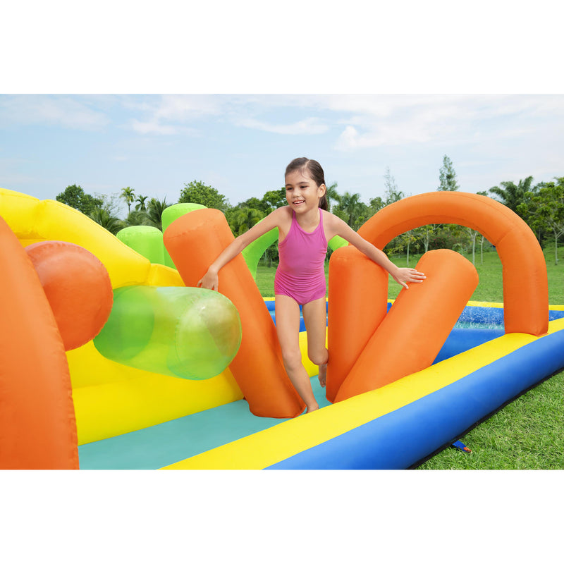 H2OGO! 19 Ft Tall AquaRace Kids Inflatable Water Park w/Dual Slides (Open Box)