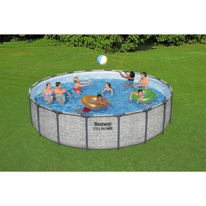 Bestway Steel Pro MAX 18'x48" Round Above Ground Swimming Pool with Pump & Cover - VMInnovations