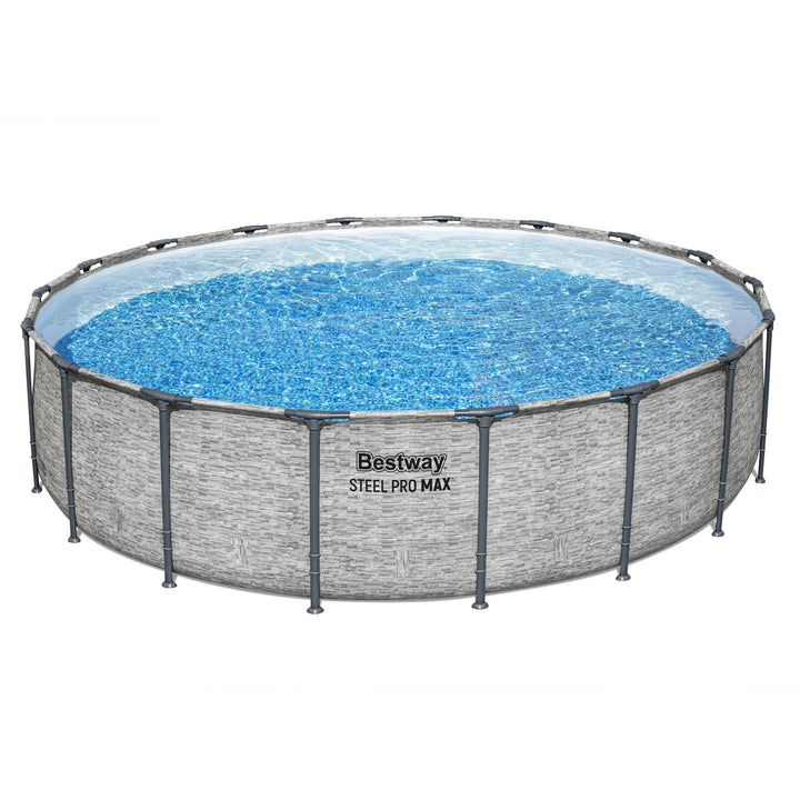 Bestway Steel Pro MAX 18'x48" Round Above Ground Swimming Pool with Pump & Cover - VMInnovations
