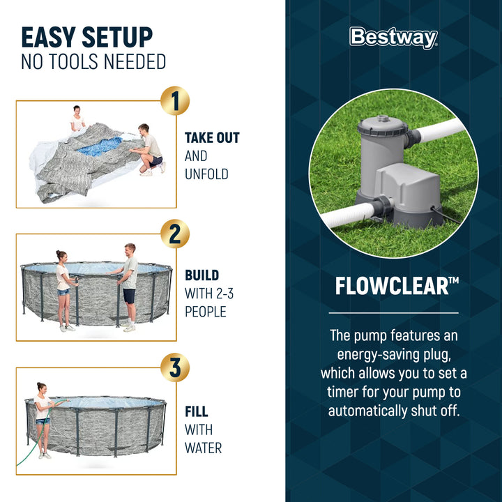 Bestway Steel Pro MAX 18'x48" Round Above Ground Swimming Pool with Pump & Cover - VMInnovations