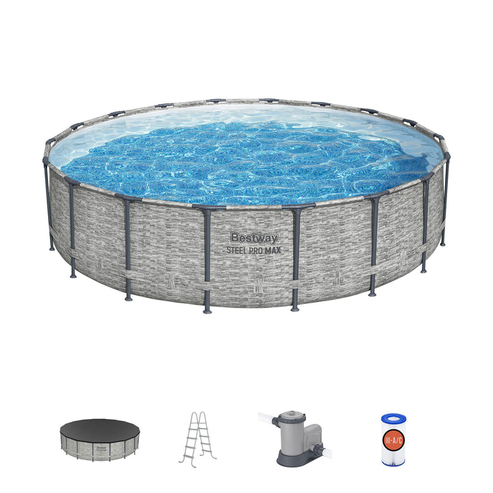 Bestway Steel Pro MAX 18'x48" Round Above Ground Swimming Pool with Pump & Cover