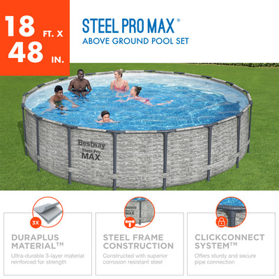 Bestway 18' x 48" Round Steel Pro MAX Hard Side Family Pool Set (Open Box)