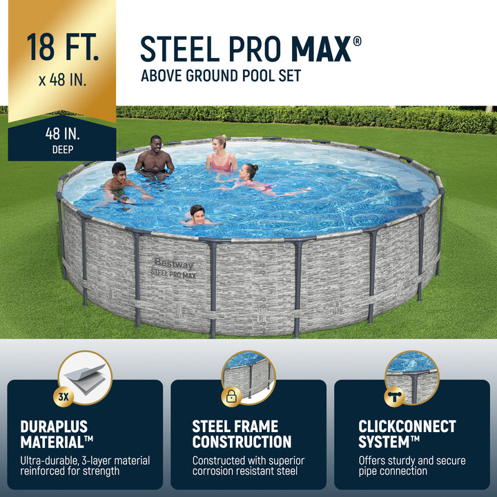 Bestway 18' x 48" Round Steel Pro MAX Hard Side Family Pool Set (Open Box)