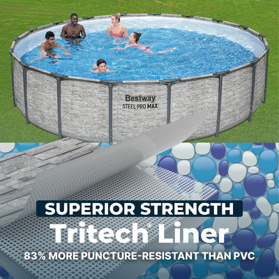 Bestway Steel Pro MAX 18'x48" Round Above Ground Swimming Pool with Pump & Cover - VMInnovations