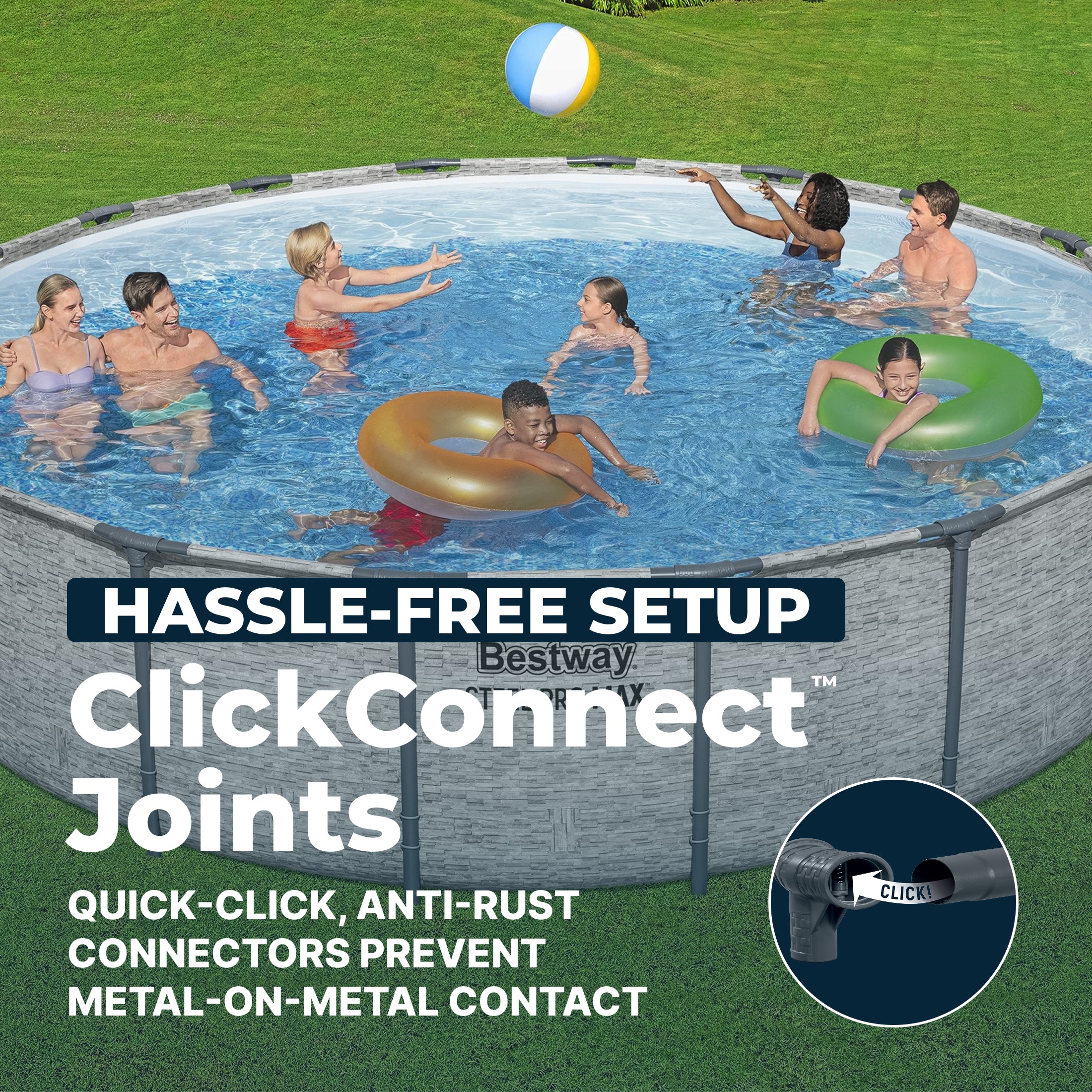 Bestway Steel Pro MAX 18'x48" Round Above Ground Swimming Pool with Pump & Cover - VMInnovations