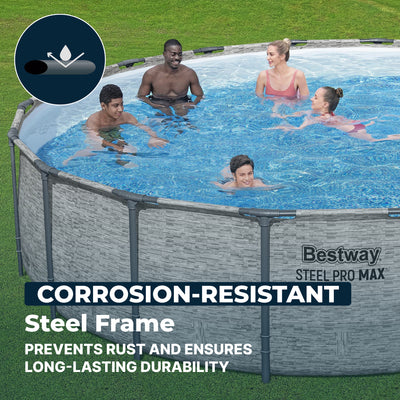 Bestway Steel Pro MAX 18'x48" Round Above Ground Swimming Pool with Pump & Cover - VMInnovations