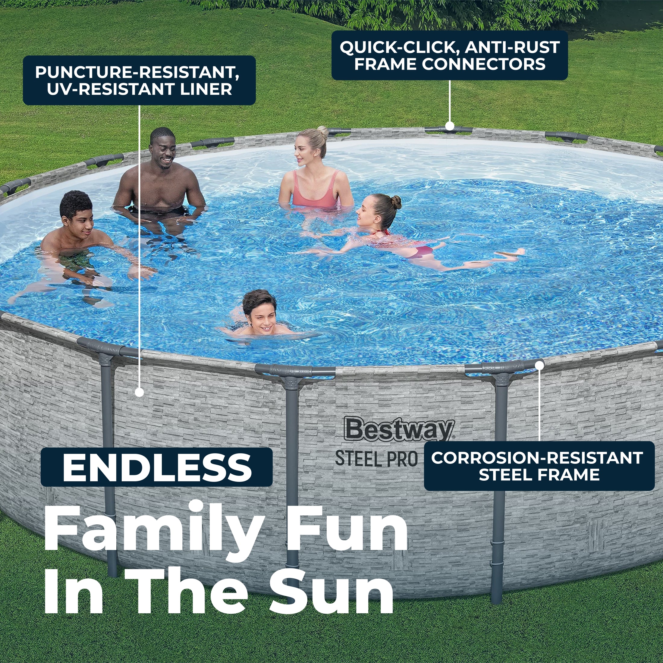 Bestway Steel Pro MAX 18'x48" Round Above Ground Swimming Pool with Pump & Cover - VMInnovations