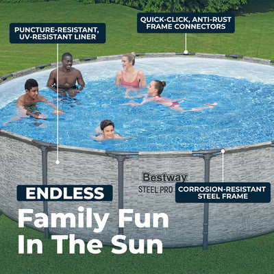 Bestway Steel Pro MAX 18'x48" Round Above Ground Swimming Pool with Pump & Cover - VMInnovations