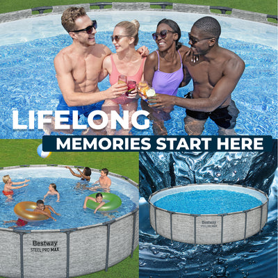 Bestway Steel Pro MAX 18'x48" Round Above Ground Swimming Pool with Pump & Cover - VMInnovations