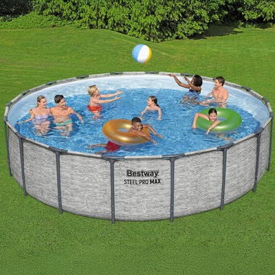 Bestway Steel Pro MAX 18'x48" Round Above Ground Swimming Pool with Pump & Cover - VMInnovations