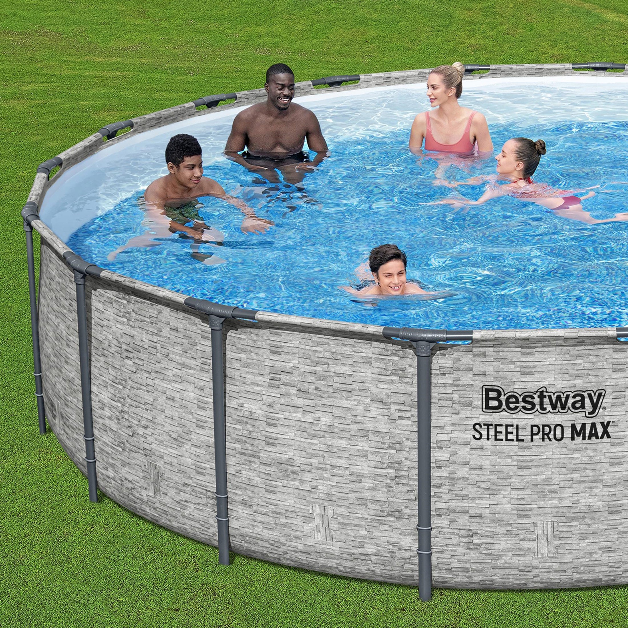 Bestway Steel Pro MAX 18'x48" Round Above Ground Swimming Pool with Pump & Cover - VMInnovations