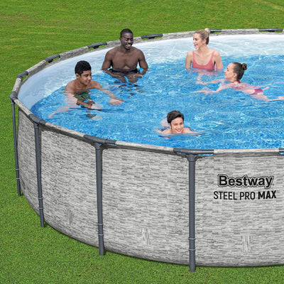 Bestway Steel Pro MAX 18'x48" Round Above Ground Swimming Pool with Pump & Cover - VMInnovations