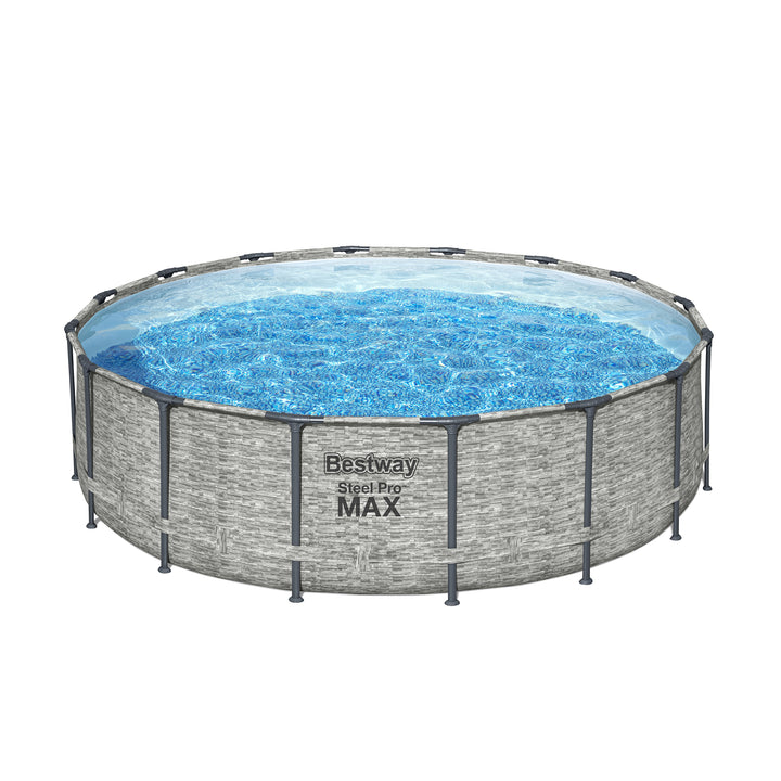 Bestway Steel Pro MAX 16 Foot Round Above Ground Pool Set with 3 Layer Liner