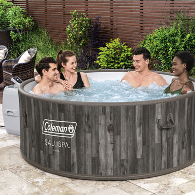 Coleman Napa SaluSpa 7 Person Inflatable Hot Tub with AirJets, Gray Wood (Used)