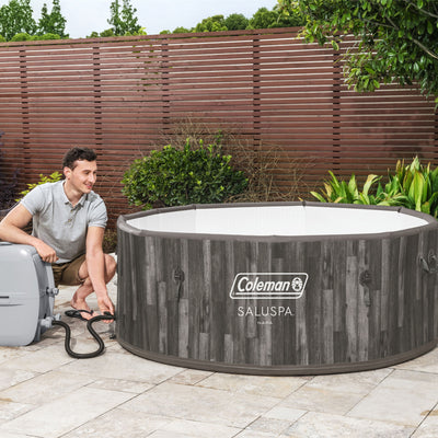 Coleman Napa SaluSpa 7 Person Inflatable Hot Tub with AirJets, Gray Wood (Used)