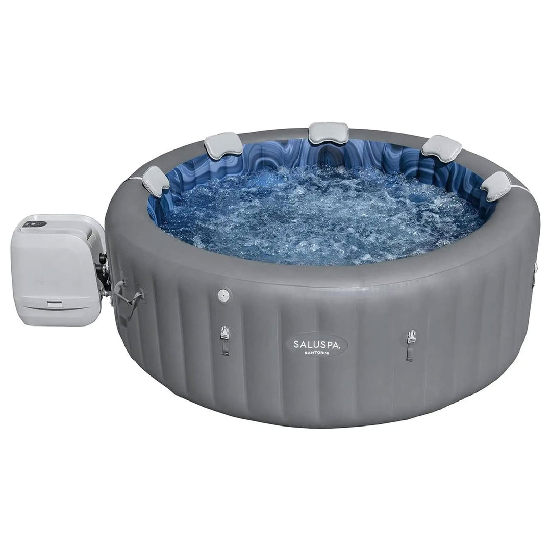 Bestway SaluSpa Santorini HydroJet Inflatable w/ 180 Soothing Jets, Gray