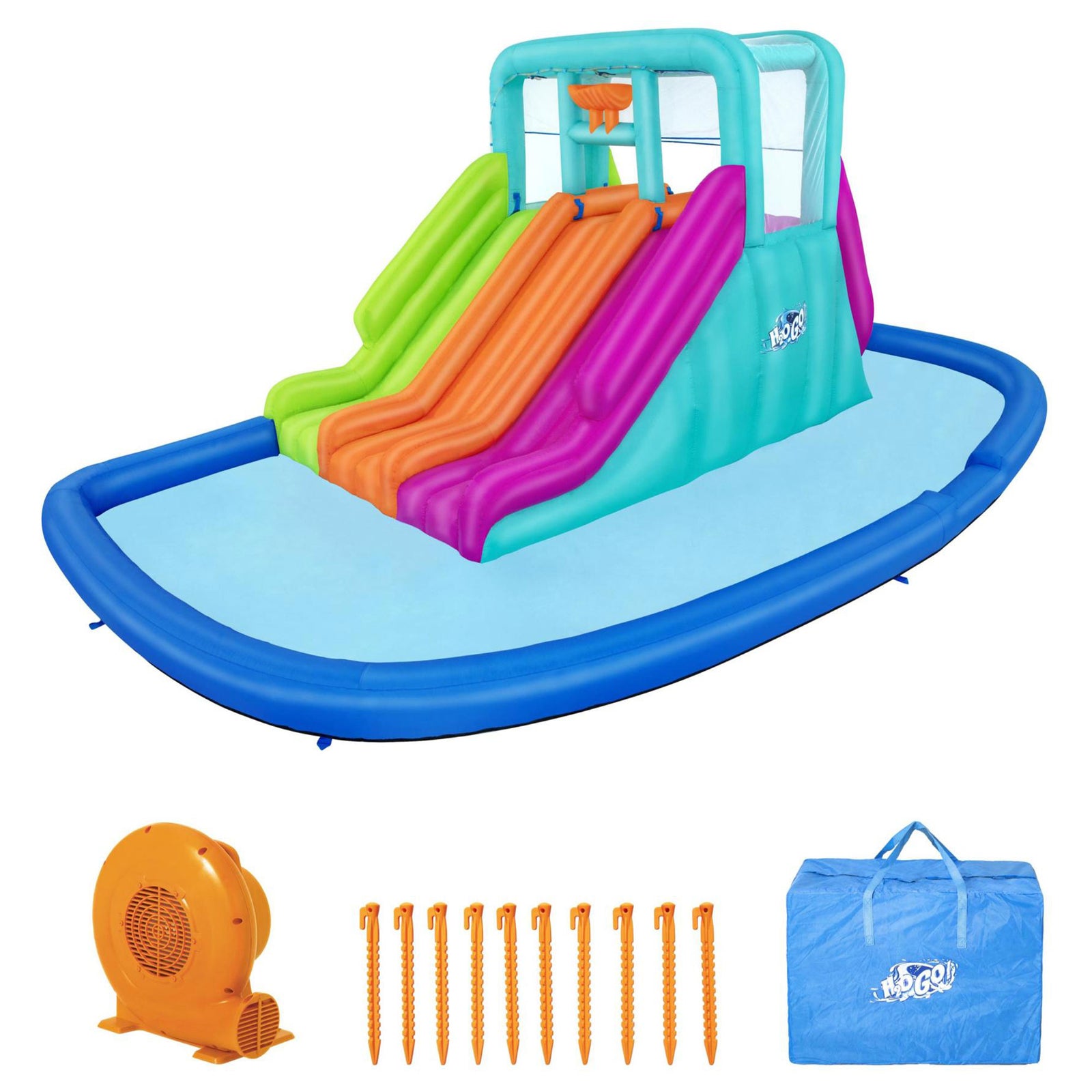 Bestway H2OGO! Triple Splash Course Inflatable Mega Water Park with Air Blower - VMInnovations