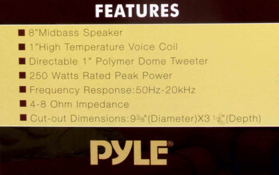 Pyle 8 Inch 500 Watt 2 Way In Wall or In Ceiling Home Speakers, 2 Pack, White