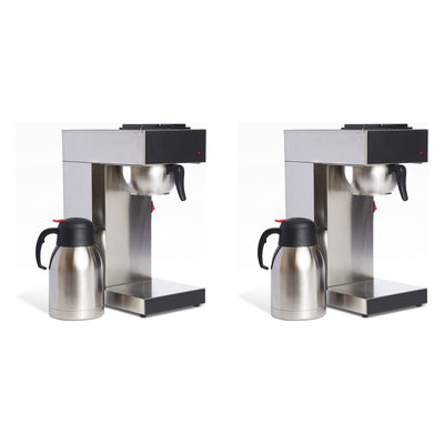 Sybo 12 Cup Stainless Steel Pour Over Coffee Maker with Airpot, Silver (2 Pack)