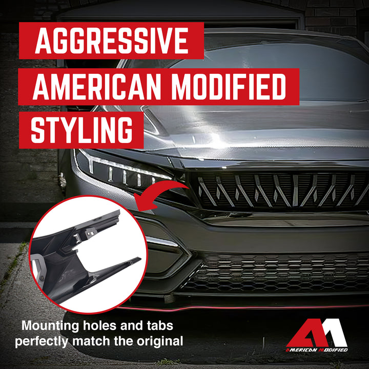 American Modified Front Shark Grille for '16-'21 Honda Civic Models (Open Box)