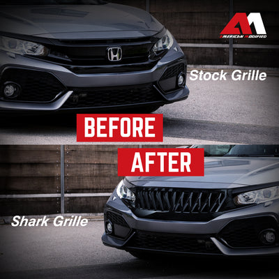 American Modified Front Shark Grille for '16-'21 Honda Civic Models (Open Box) - VMInnovations