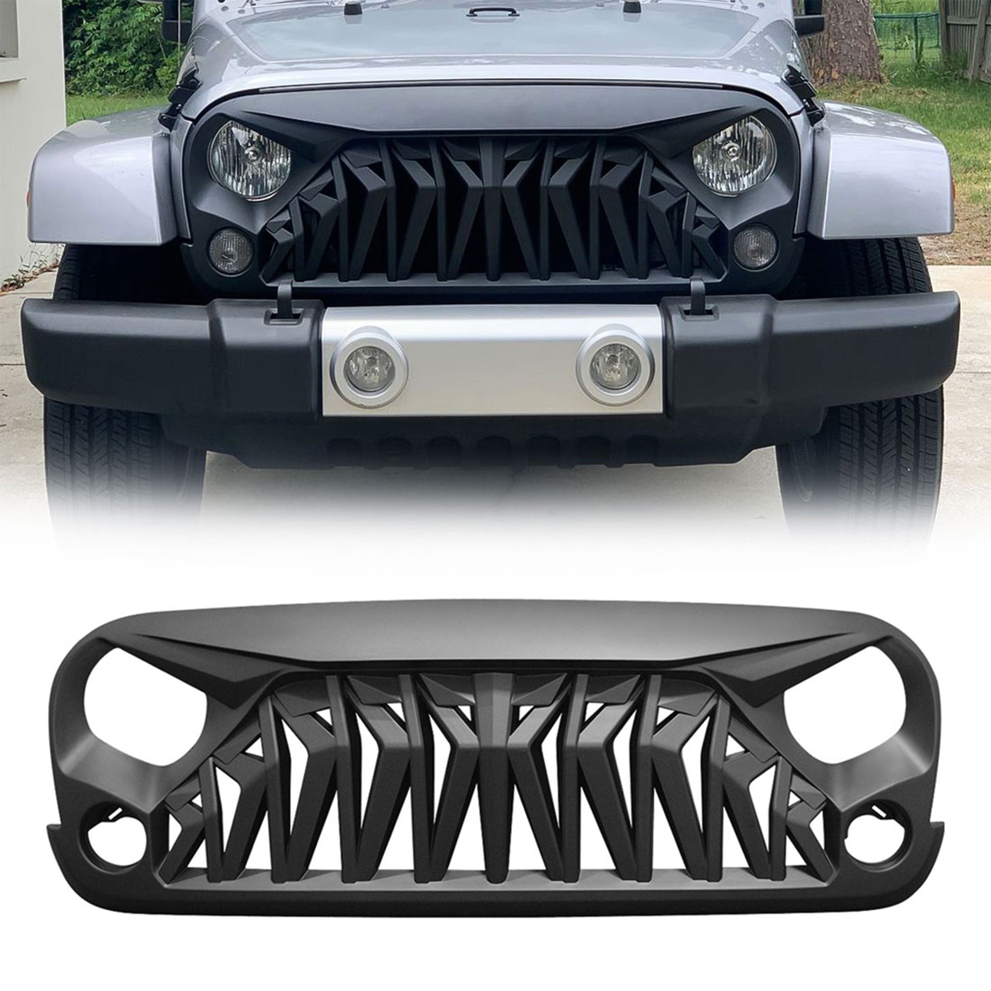 American Modified Front Shark Grille for 07-18 Jeep Models (Open Box) - VMInnovations