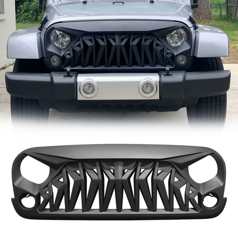 American Modified Front Shark Grille for 2007 to 2018 Jeep Models, Matte Black