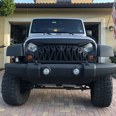 American Modified Front Shark Grille for 2007 to 2018 Jeep Models, Matte Black