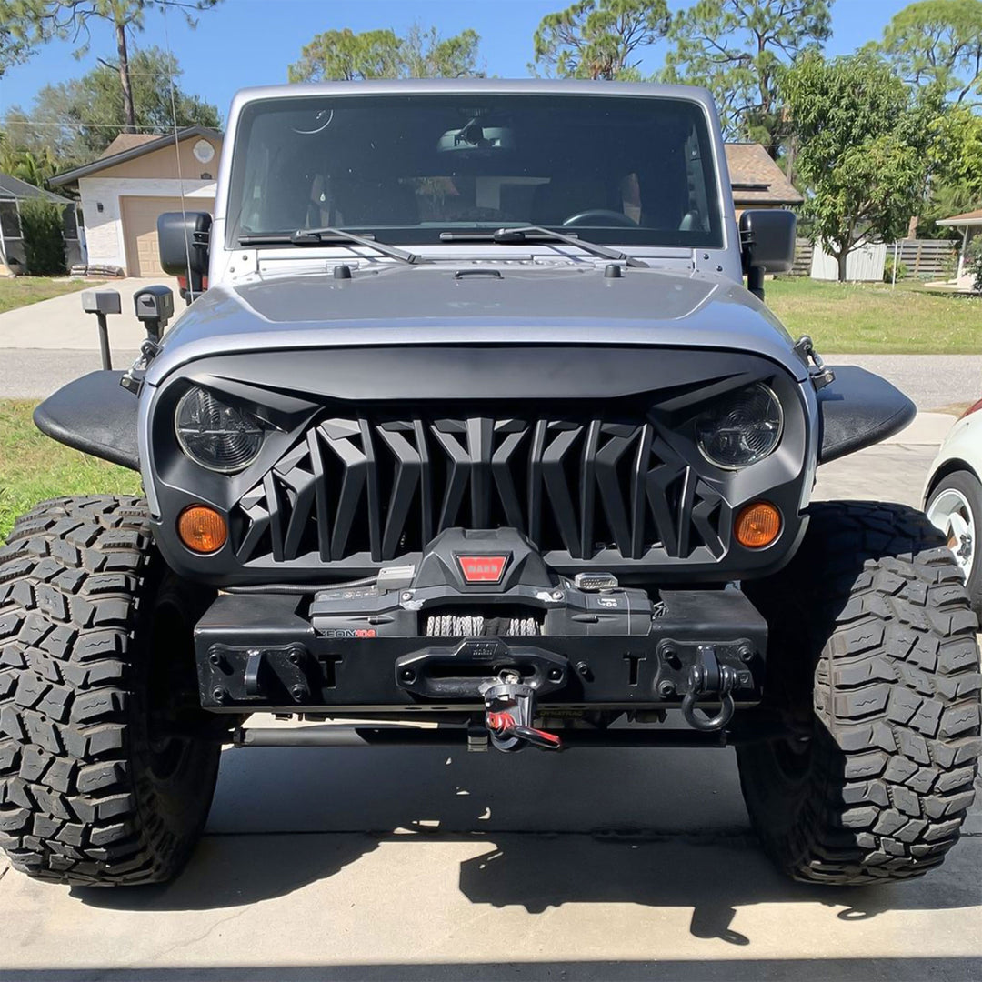 American Modified Front Shark Grille for 2007 to 2018 Jeep Models, Matte Black