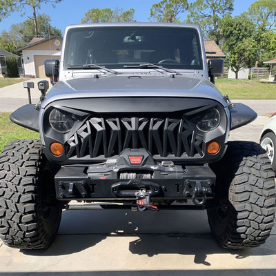 American Modified Front Shark Grille for 2007 to 2018 Jeep Models, Matte Black