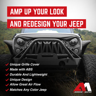 American Modified Front Shark Grille for 07-18 Jeep Models (Open Box) - VMInnovations