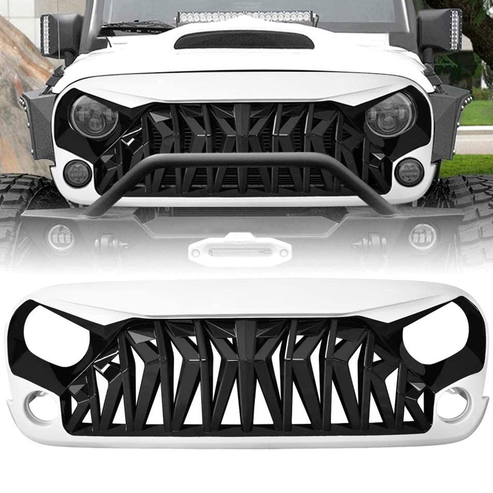 American Modified Front Grille for 2007-2018 Jeeps, White & Black (Open Box) - VMInnovations