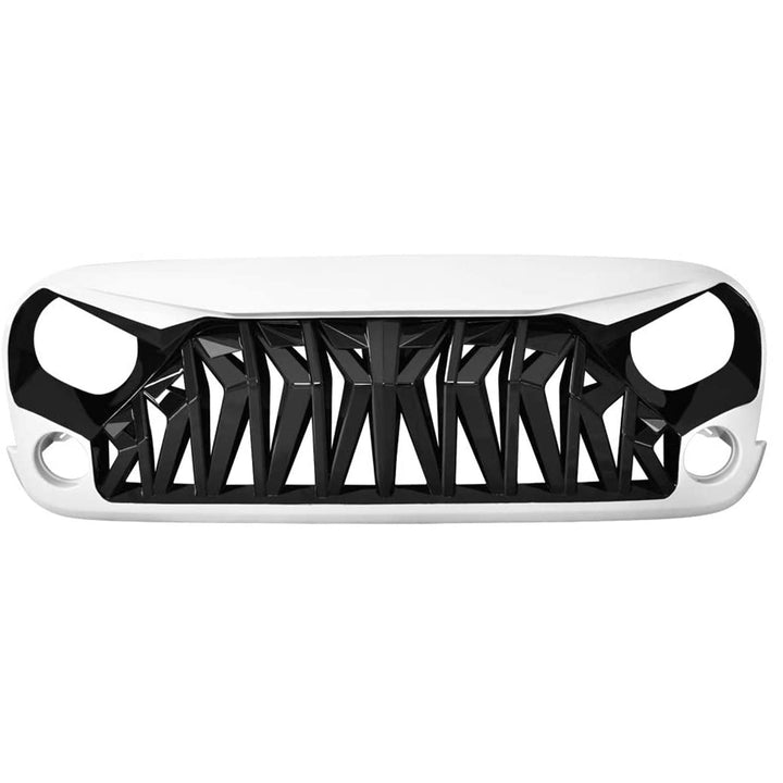 AMERICAN MODIFIED Front Shark Grille for 2007 to 2018 Jeep Models, White & Black