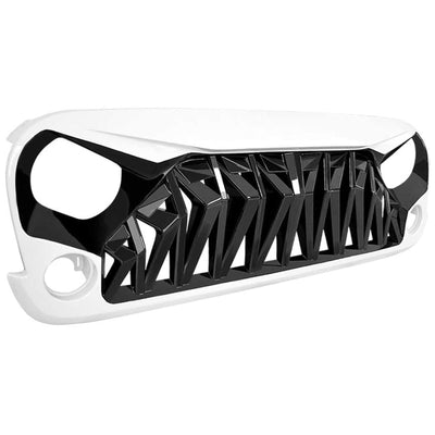 AMERICAN MODIFIED Front Shark Grille for 2007 to 2018 Jeep Models, White & Black