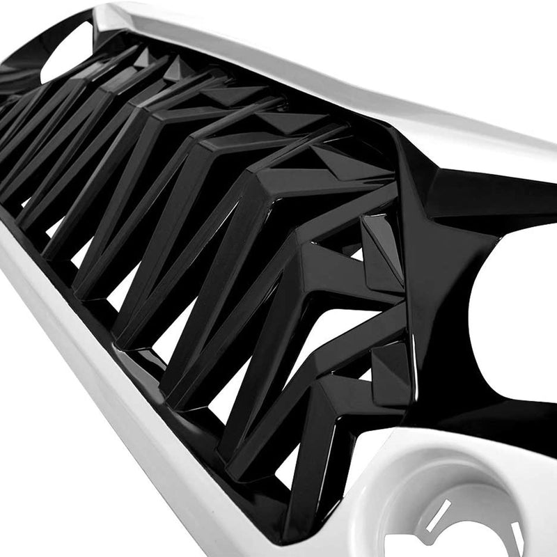 AMERICAN MODIFIED Front Shark Grille for 2007 to 2018 Jeep Models, White & Black