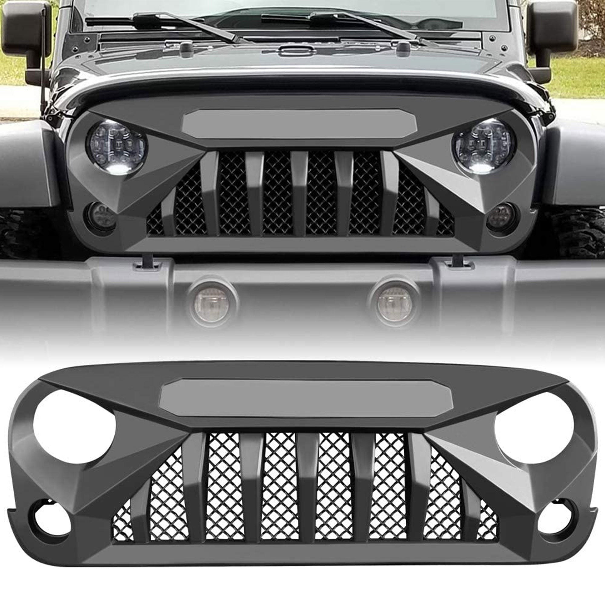 American Modified Grille Compatible w/Jeep Models 07-18, Matte Black (For Parts) - VMInnovations