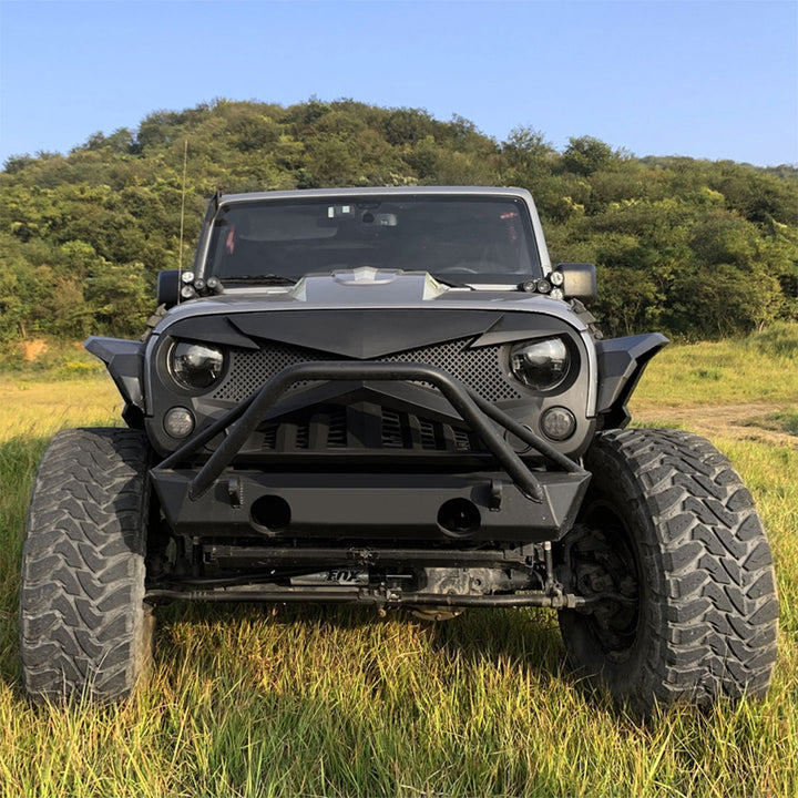 American Modified Front Hawke Grille for 2007 to 2018 Jeep Models, Matte Black