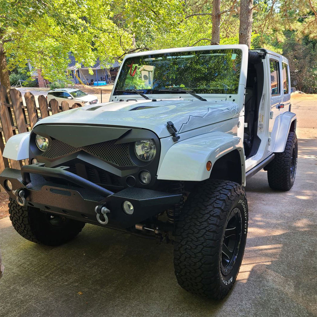 American Modified Front Hawke Grille for 2007 to 2018 Jeep Models, Matte Black