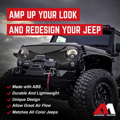 American Modified Hawke Grille for 2007 to 2018 Jeep Models, Matte (Open Box) - VMInnovations