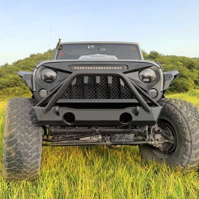 AMERICAN MODIFIED Front Grille w/Off Road Lights for 07-18 Jeep Wrangler JK