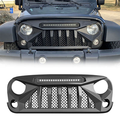 AMERICAN MODIFIED Front Grille w/Off Road Lights for 07-18 Jeep Wrangler JK